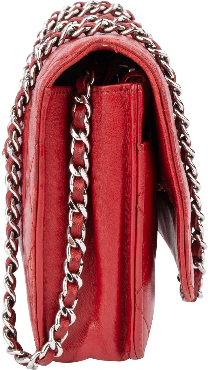 Chanel Chanel Quilted Lambskin Wallet On Chain Crossbody Bag Rood