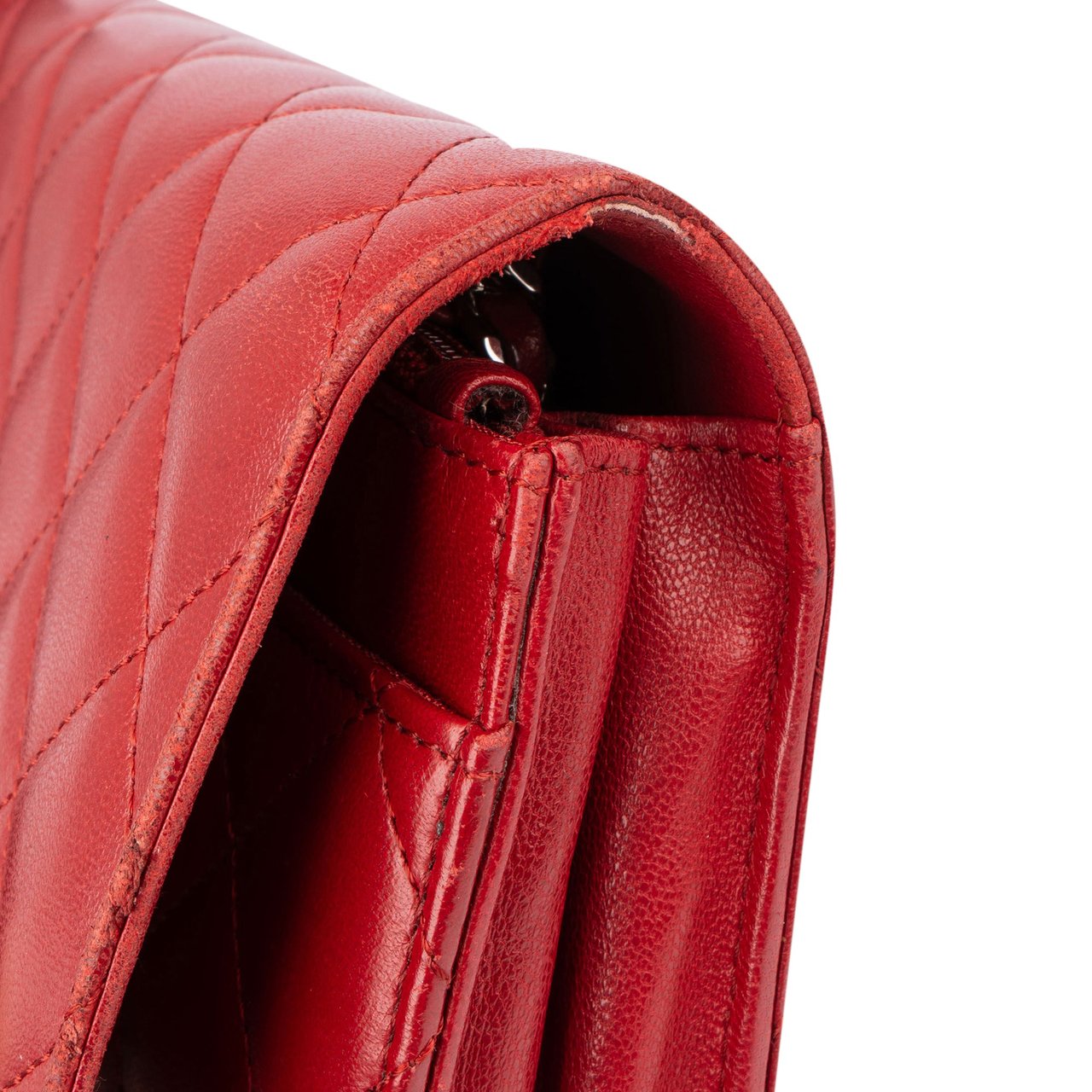 Chanel Chanel Quilted Lambskin Wallet On Chain Crossbody Bag Rood