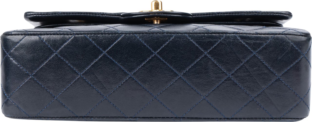 Chanel Chanel Quilted Lambskin 24K Gold Small Double Flap Crossbody Bag Blauw