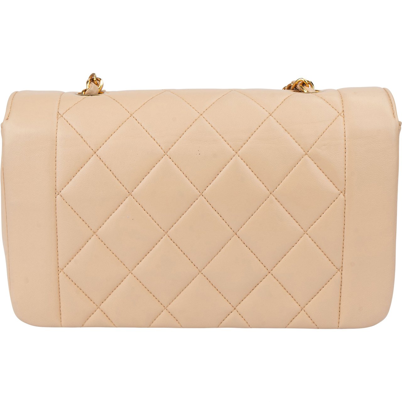 Chanel Chanel Quilted Lambskin 24K Gold Single Flap Crossbody Bag Beige