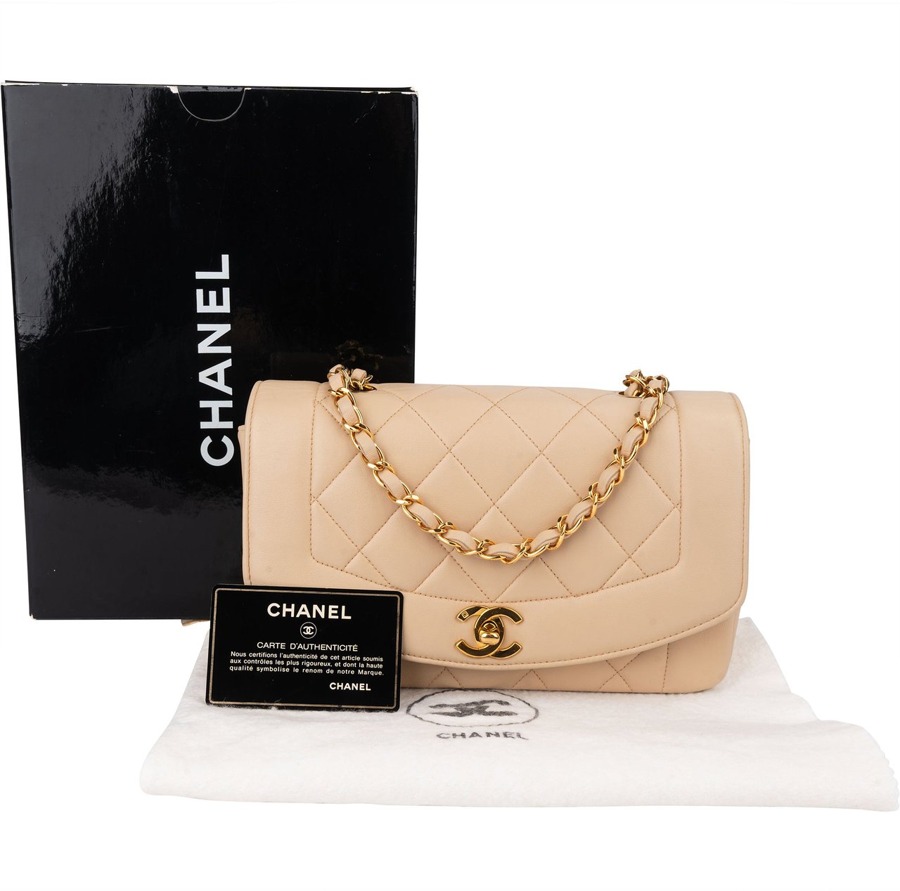 Chanel Chanel Quilted Lambskin 24K Gold Single Flap Crossbody Bag Beige