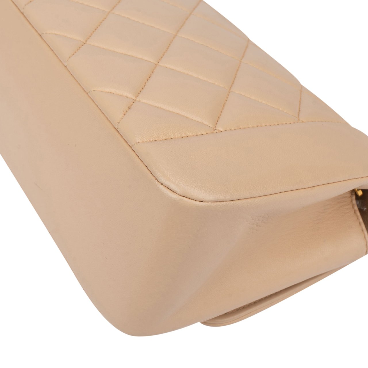 Chanel Chanel Quilted Lambskin 24K Gold Single Flap Crossbody Bag Beige