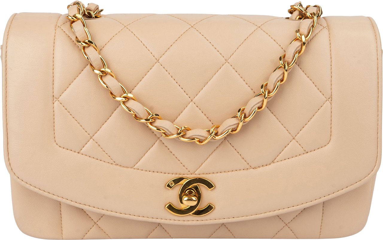 Chanel Chanel Quilted Lambskin 24K Gold Single Flap Crossbody Bag Beige
