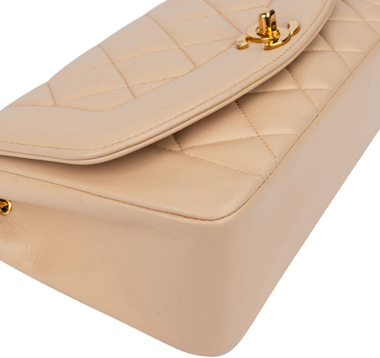Chanel Chanel Quilted Lambskin 24K Gold Single Flap Crossbody Bag Beige