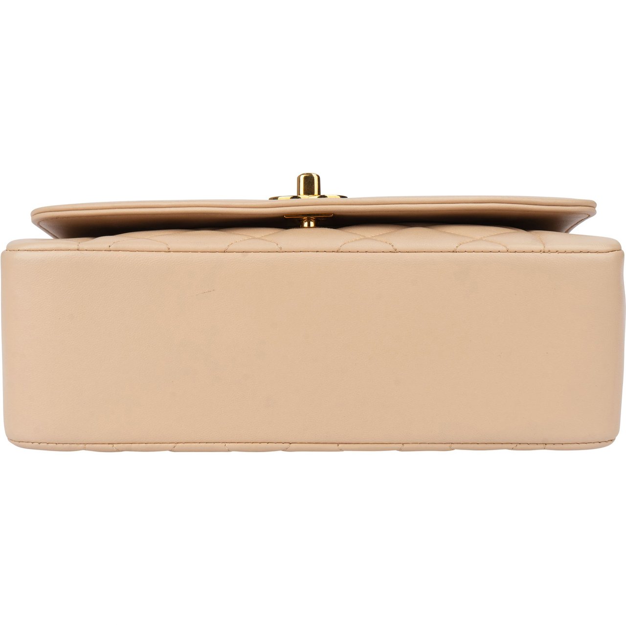 Chanel Chanel Quilted Lambskin 24K Gold Single Flap Crossbody Bag Beige