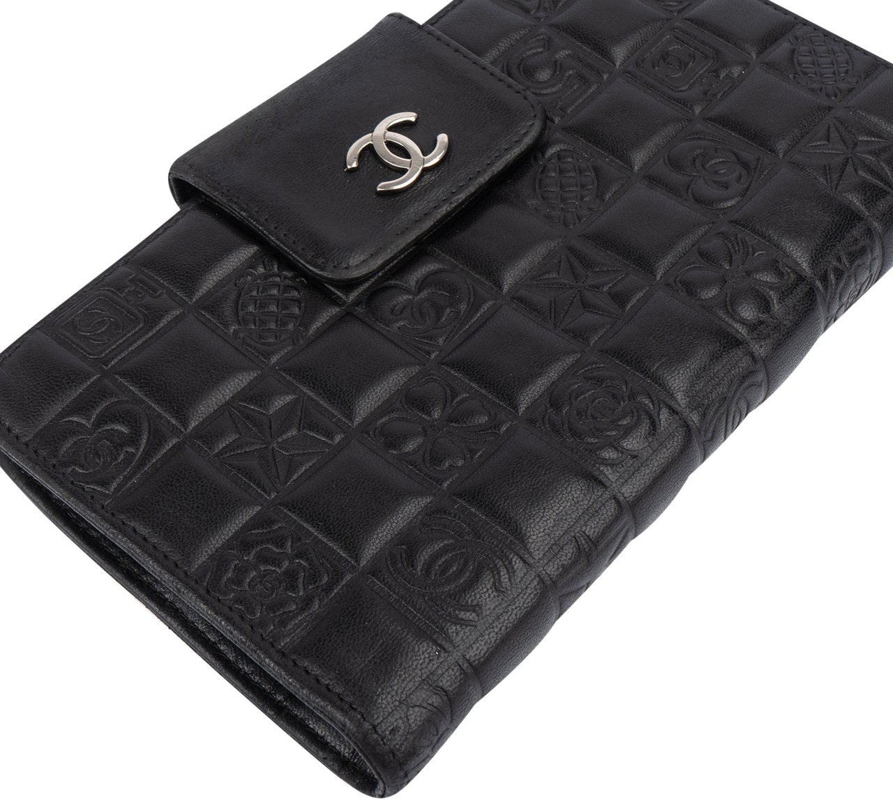 Chanel Chanel Lambskin Chessboard CC Clip Wallet Zwart
