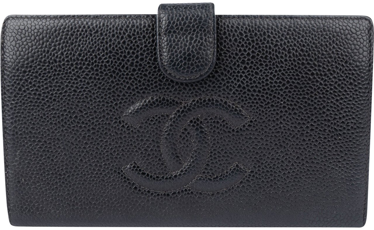 Chanel Chanel Noir Caviar Leather CC Wallet Zwart