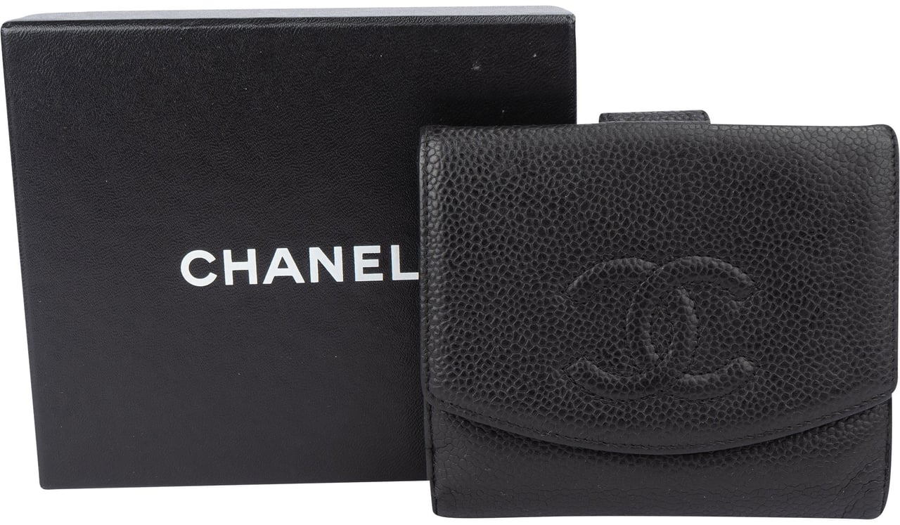 Chanel Chanel Caviar Leather CC Wallet Zwart