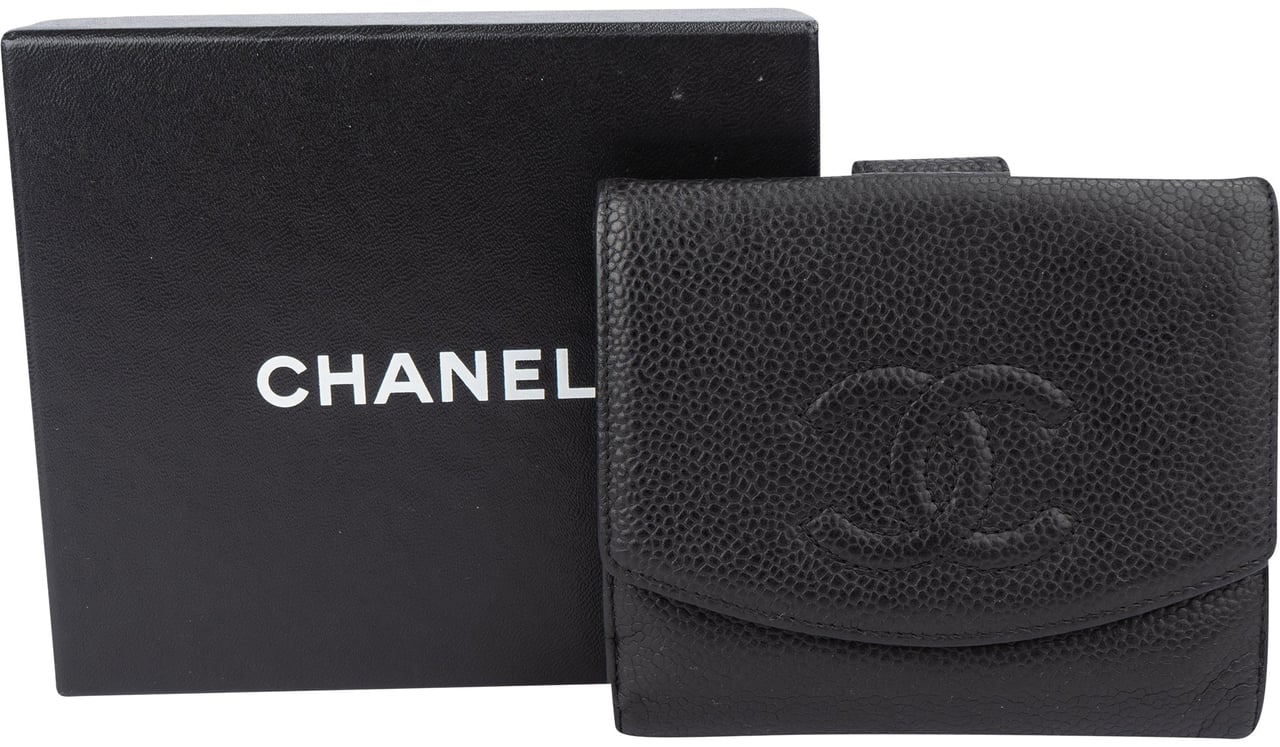 Chanel Caviar Leather CC Wallet Zwart