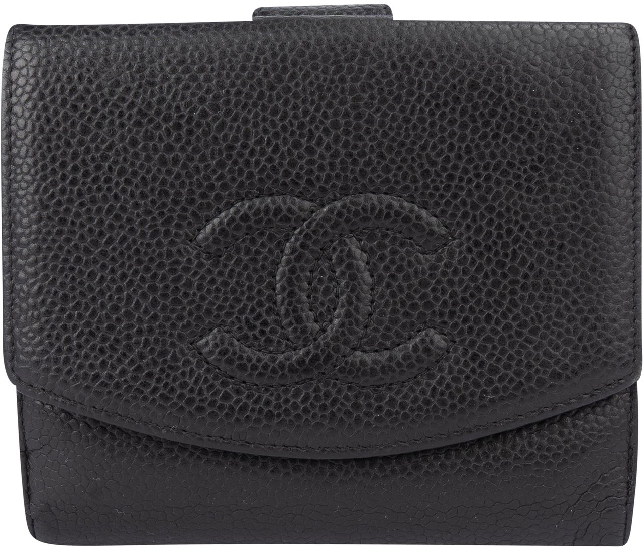 Chanel Chanel Caviar Leather CC Wallet Zwart