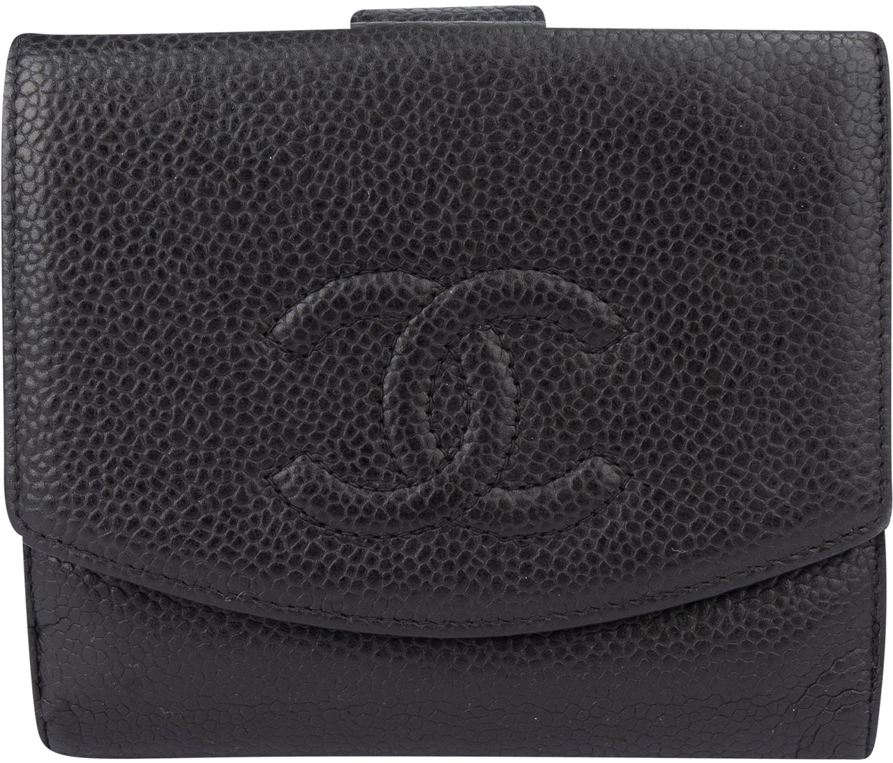 Chanel Chanel Caviar Leather CC Wallet Zwart