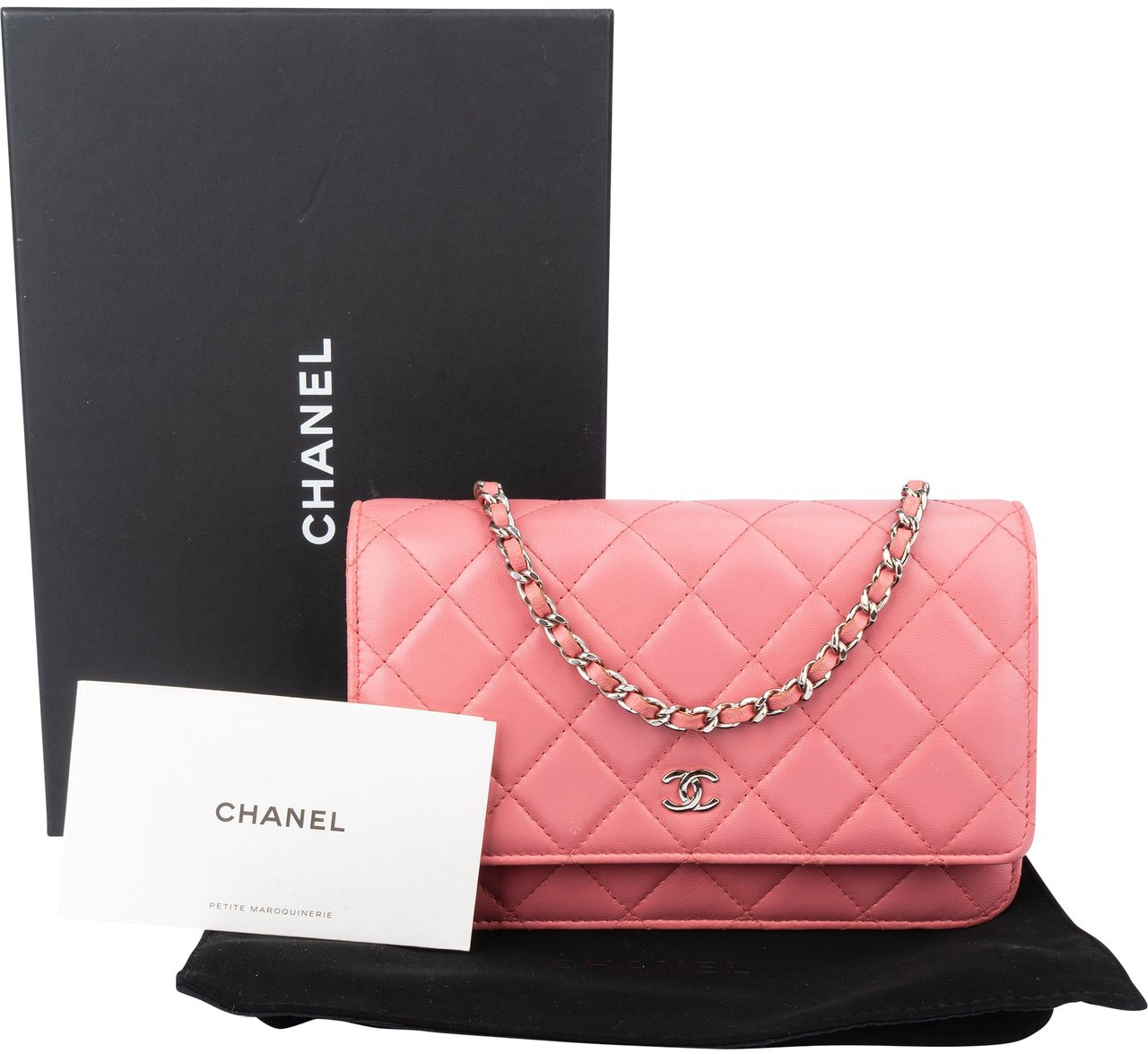 Chanel Chanel Quilted Lambskin CC Wallet On Chain Crossbody Bag Rood