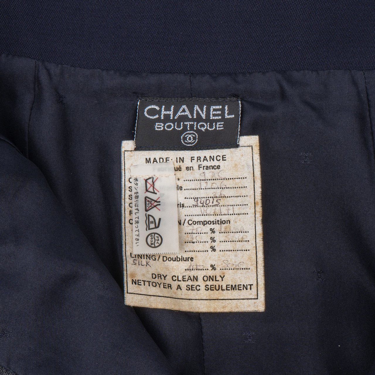 Chanel Classic Navy Skirt (DE 34 / FR 36) Blauw