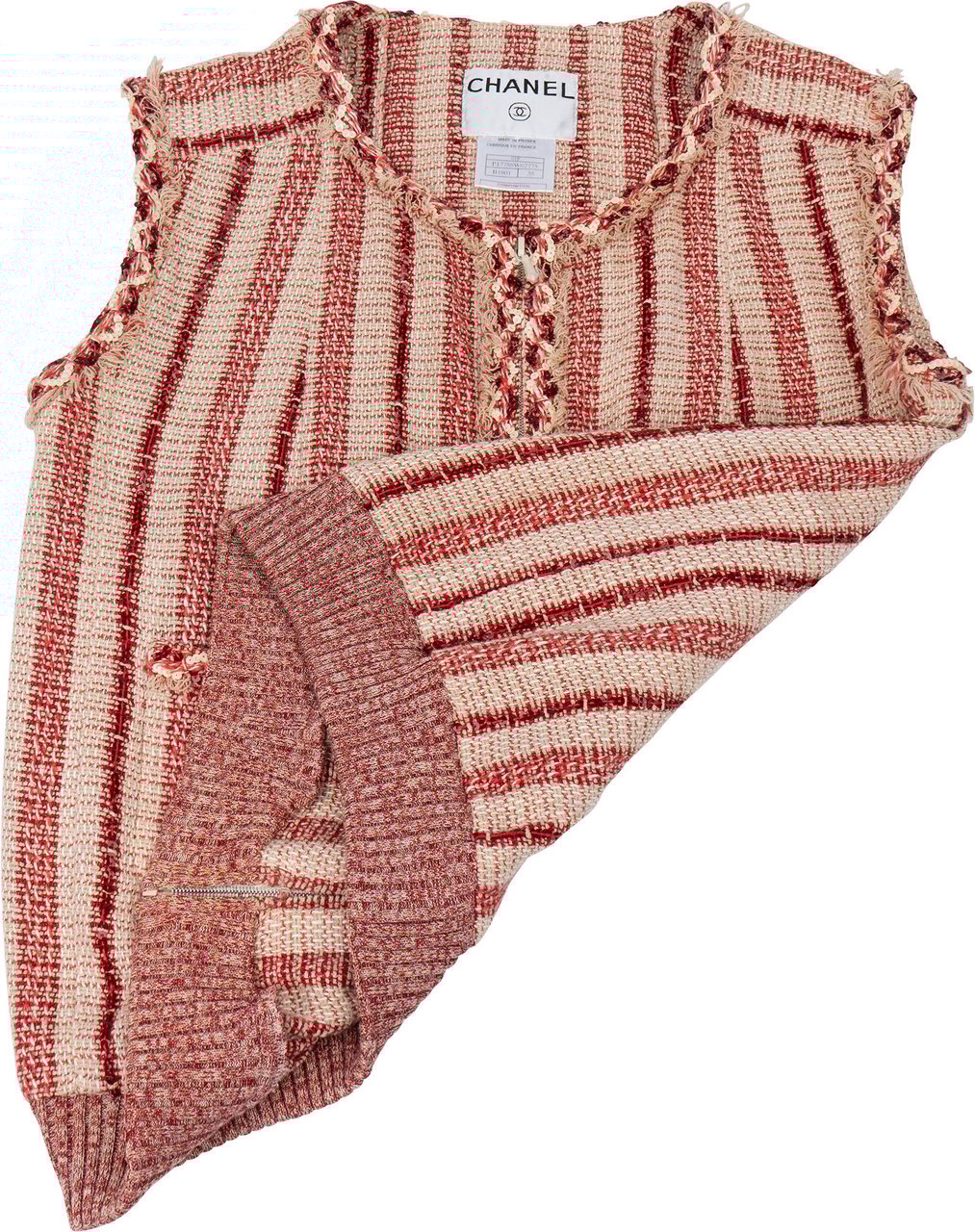 Chanel Chanel Tweed Pailetten Sequin Tweed Jacket Vest (DE 36 / FR 38) Rood