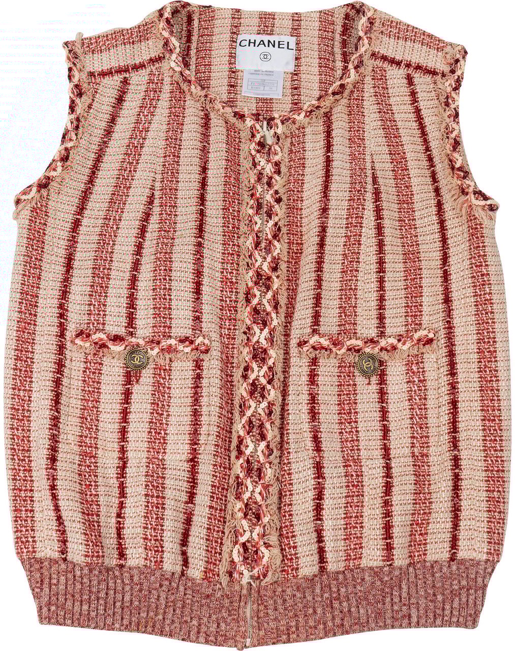 Chanel Chanel Tweed Pailetten Sequin Tweed Jacket Vest (DE 36 / FR 38) Rood