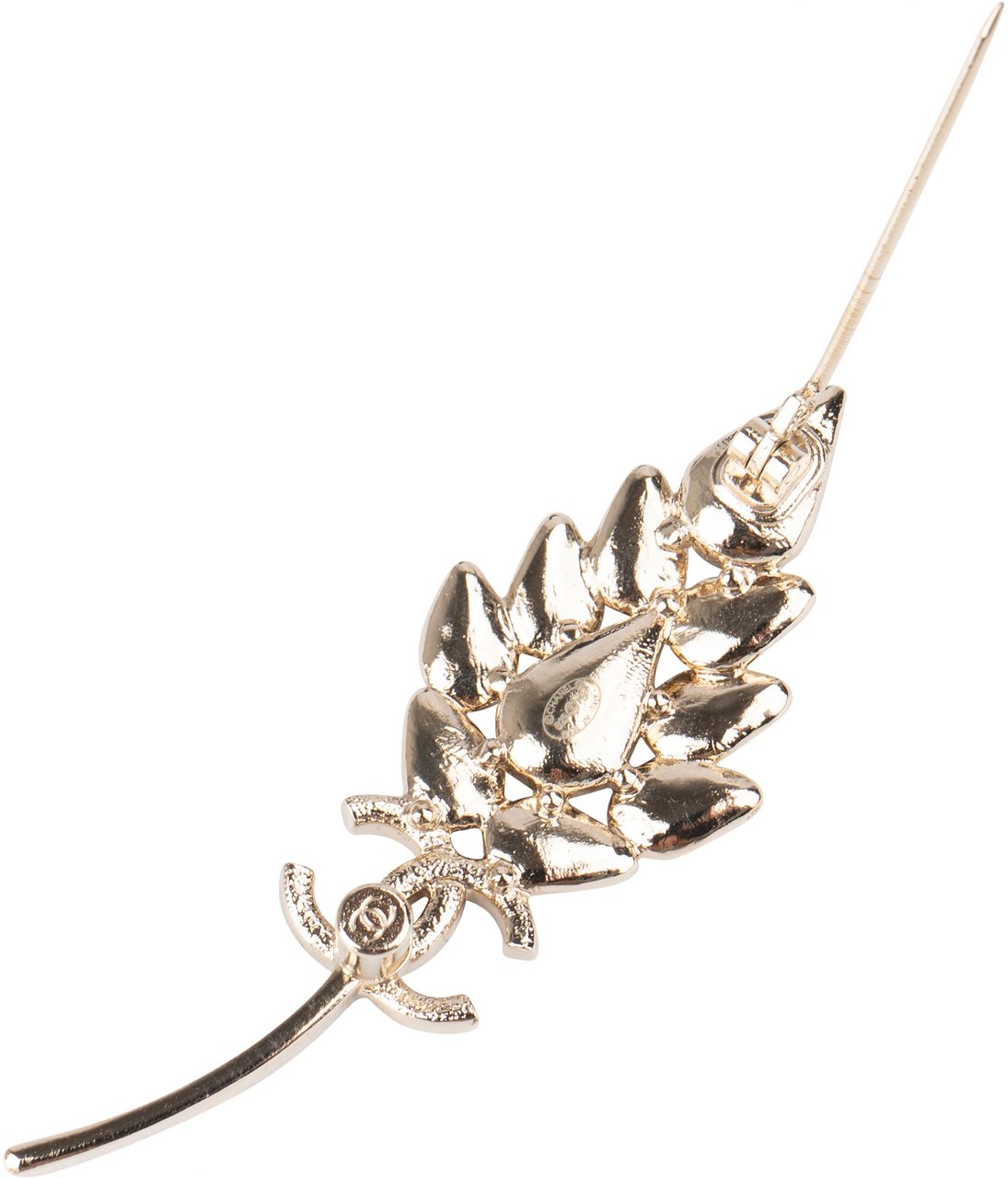 Chanel Crystal Leaf CC Brooch Divers