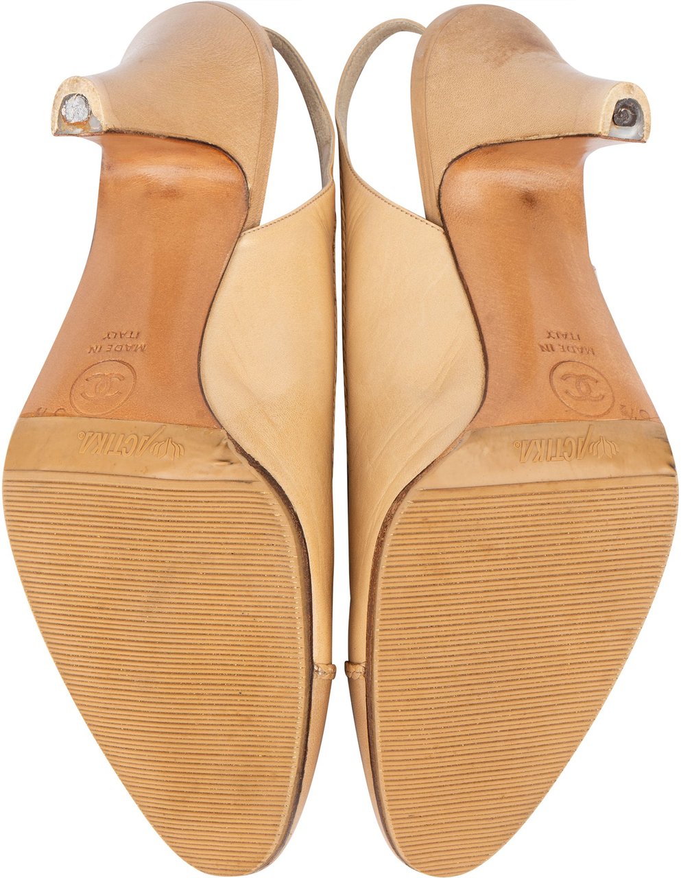 Chanel Chanel Classic Leather Slipback Heels (37) Beige