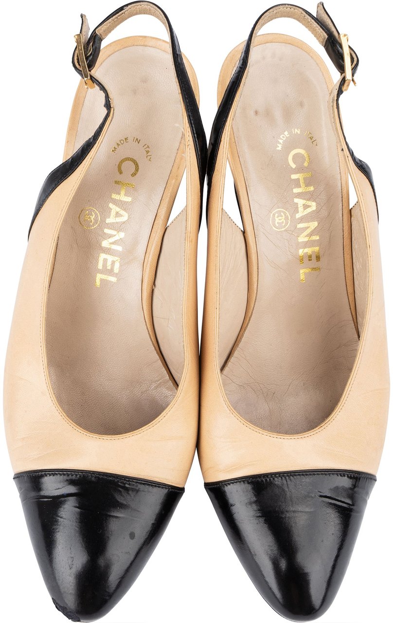 Chanel Chanel Bicolor Leather Slipback Heels (35 / 35,5) Beige