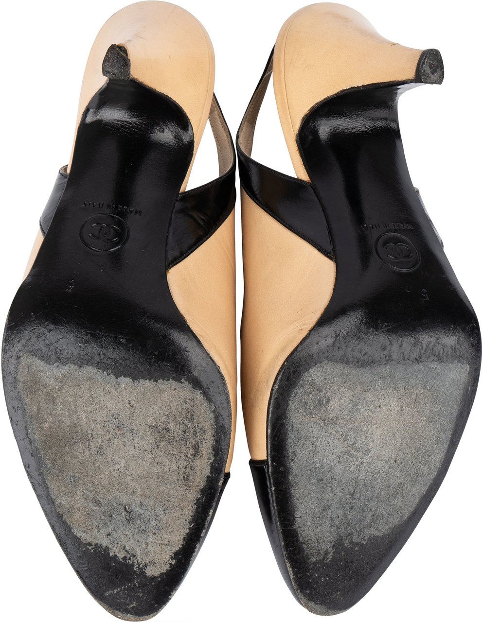 Chanel Chanel Bicolor Leather Slipback Heels (35 / 35,5) Beige