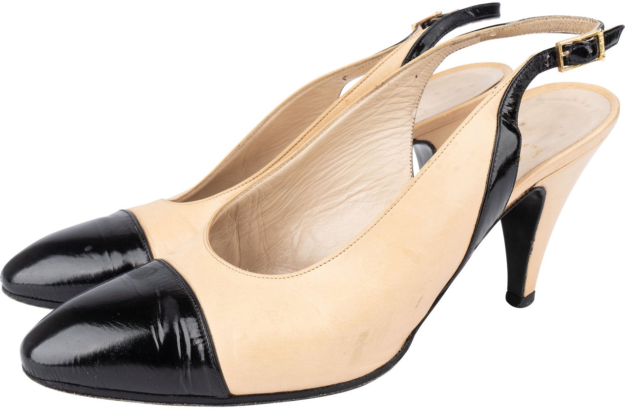 Chanel Chanel Bicolor Leather Slipback Heels (35 / 35,5) Beige