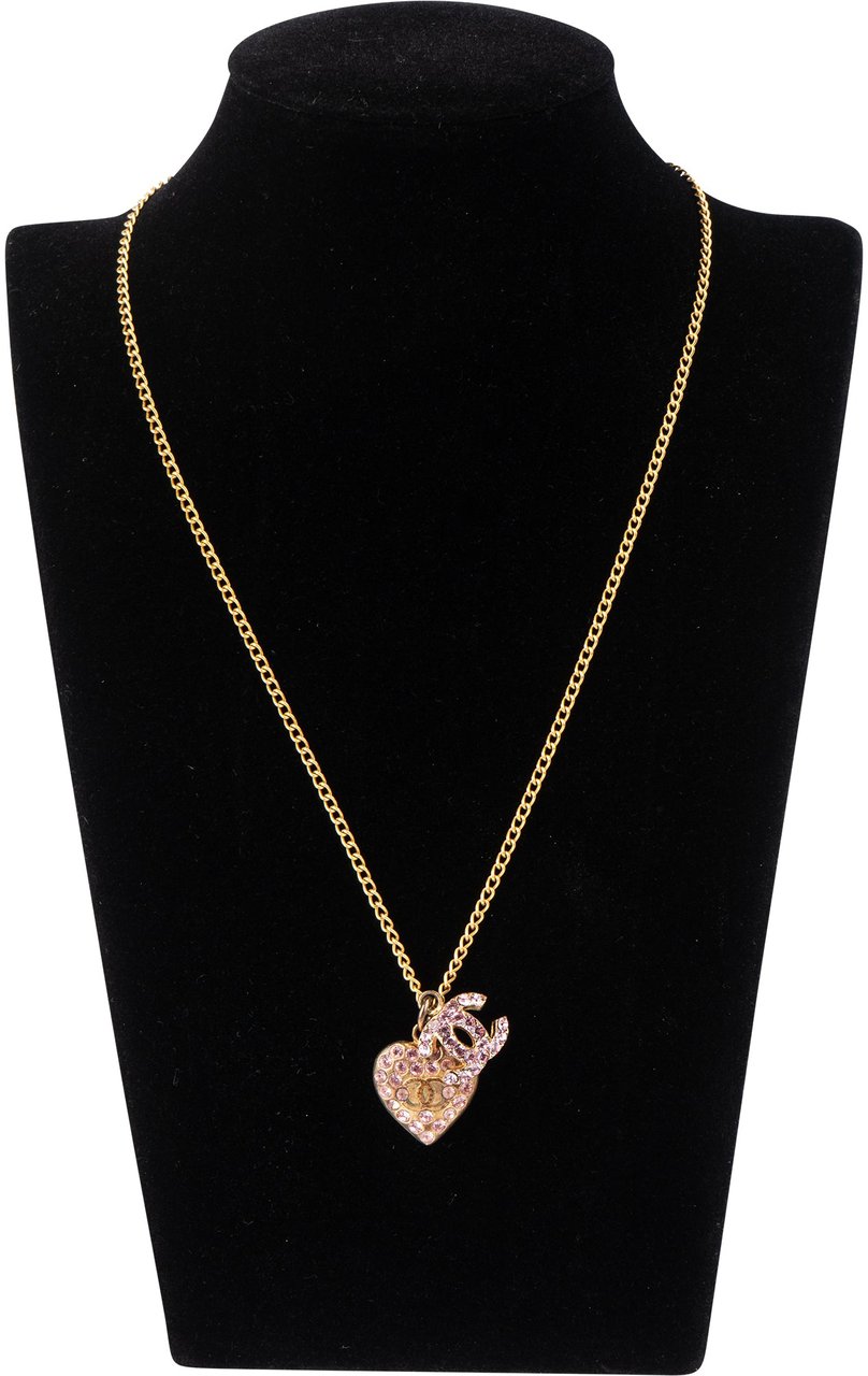 Chanel Chanel Crystal CC Heart Necklace Divers