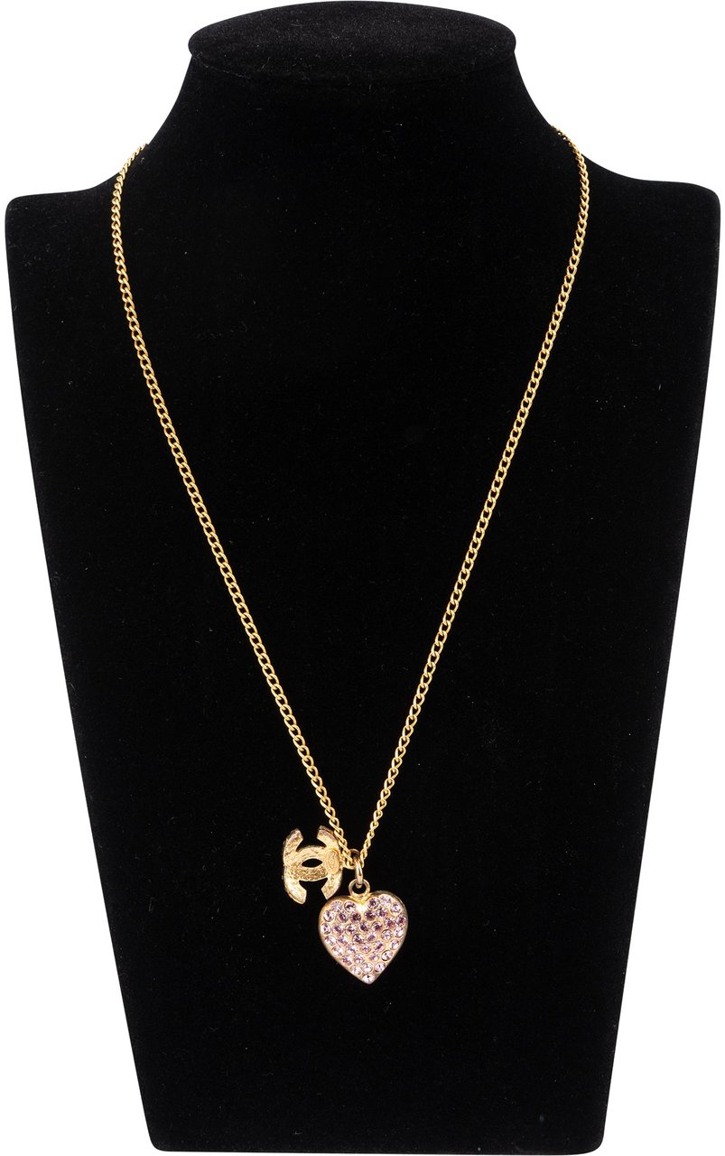 Chanel Chanel Crystal CC Heart Necklace Divers