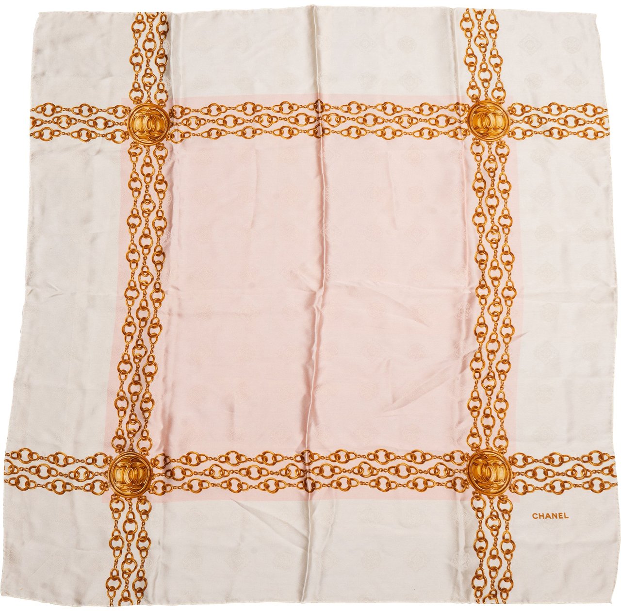 Chanel Chanel Classic "CC Chaine" Silk Carre 90 Scarf Tuch Rood