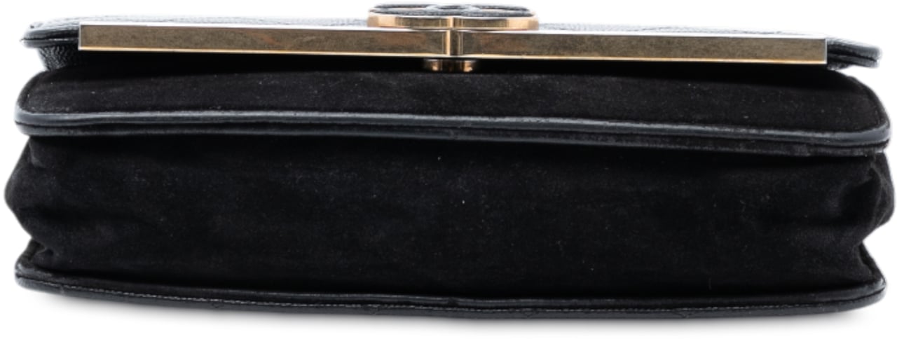 Chanel Stitched Caviar and Suede Lady Coco Wallet On Chain Zwart