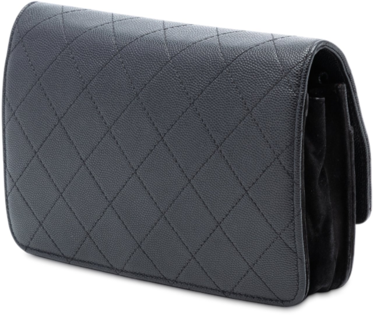 Chanel Stitched Caviar and Suede Lady Coco Wallet On Chain Zwart