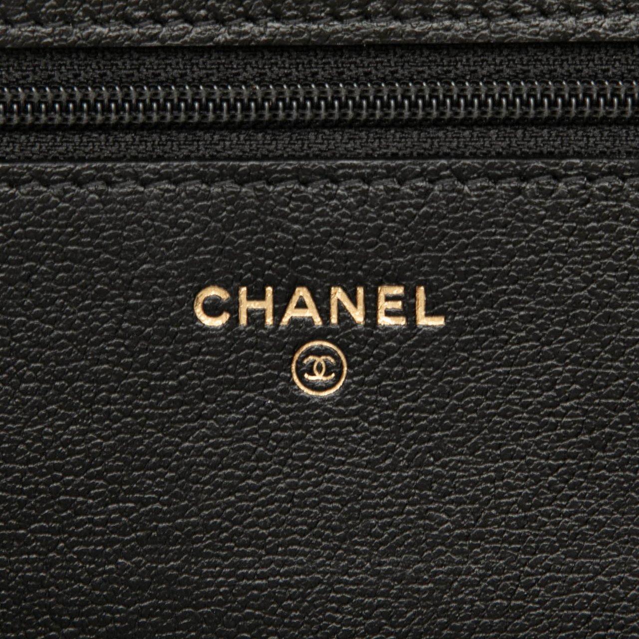 Chanel CC Studded Goatskin Wallet On Chain Zwart