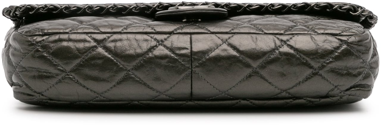 Chanel Medium Quilted Metallic Aged Calfskin Chain Me Flap Grijs