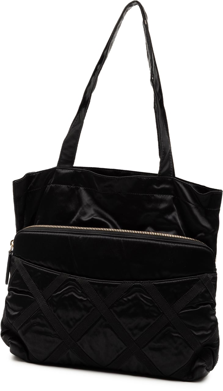 Chanel Nylon Grosgrain Lifestyle Foldable Tote Zwart