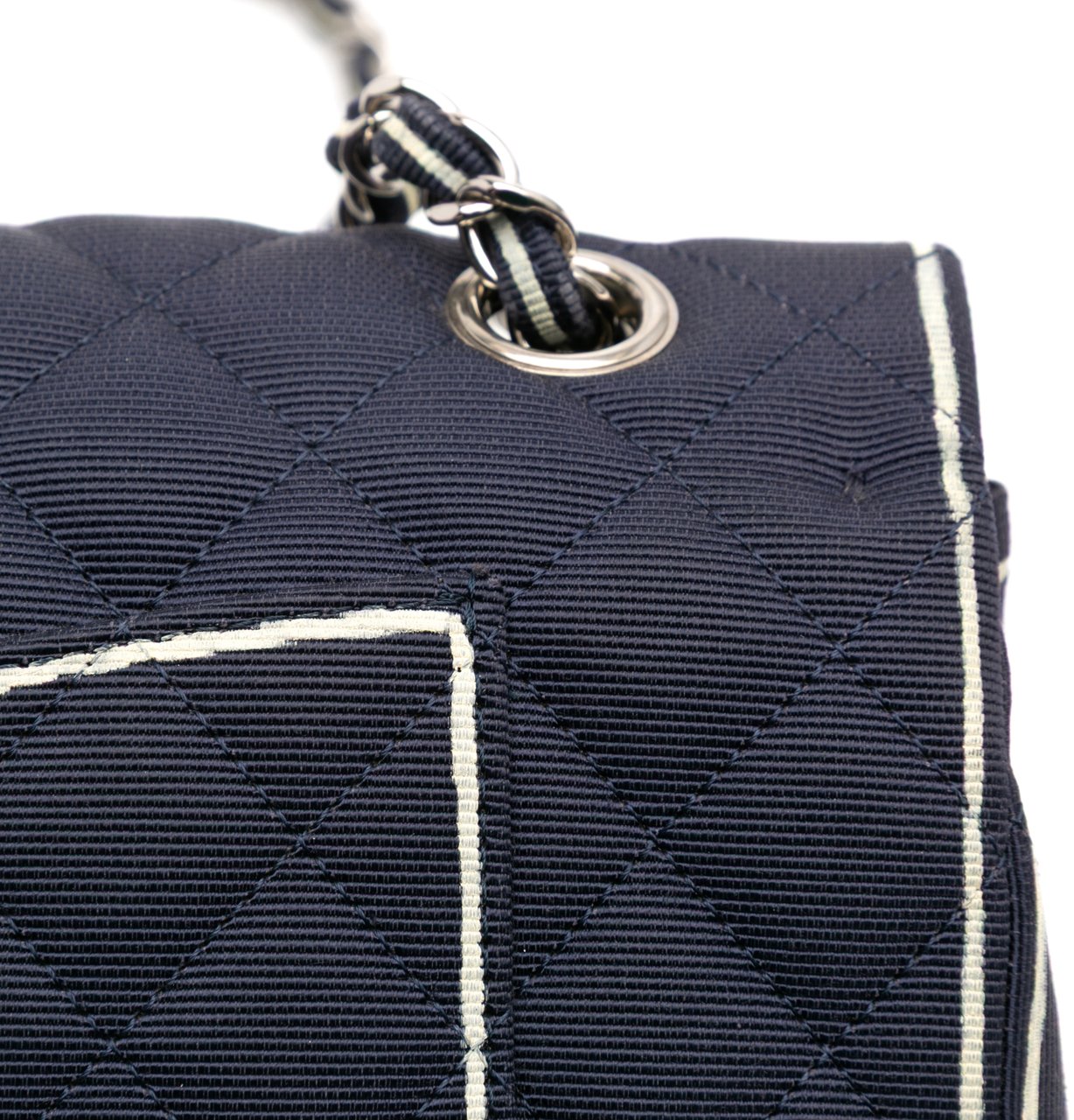 Chanel Medium Classic Printed Grosgrain Double Flap Blauw