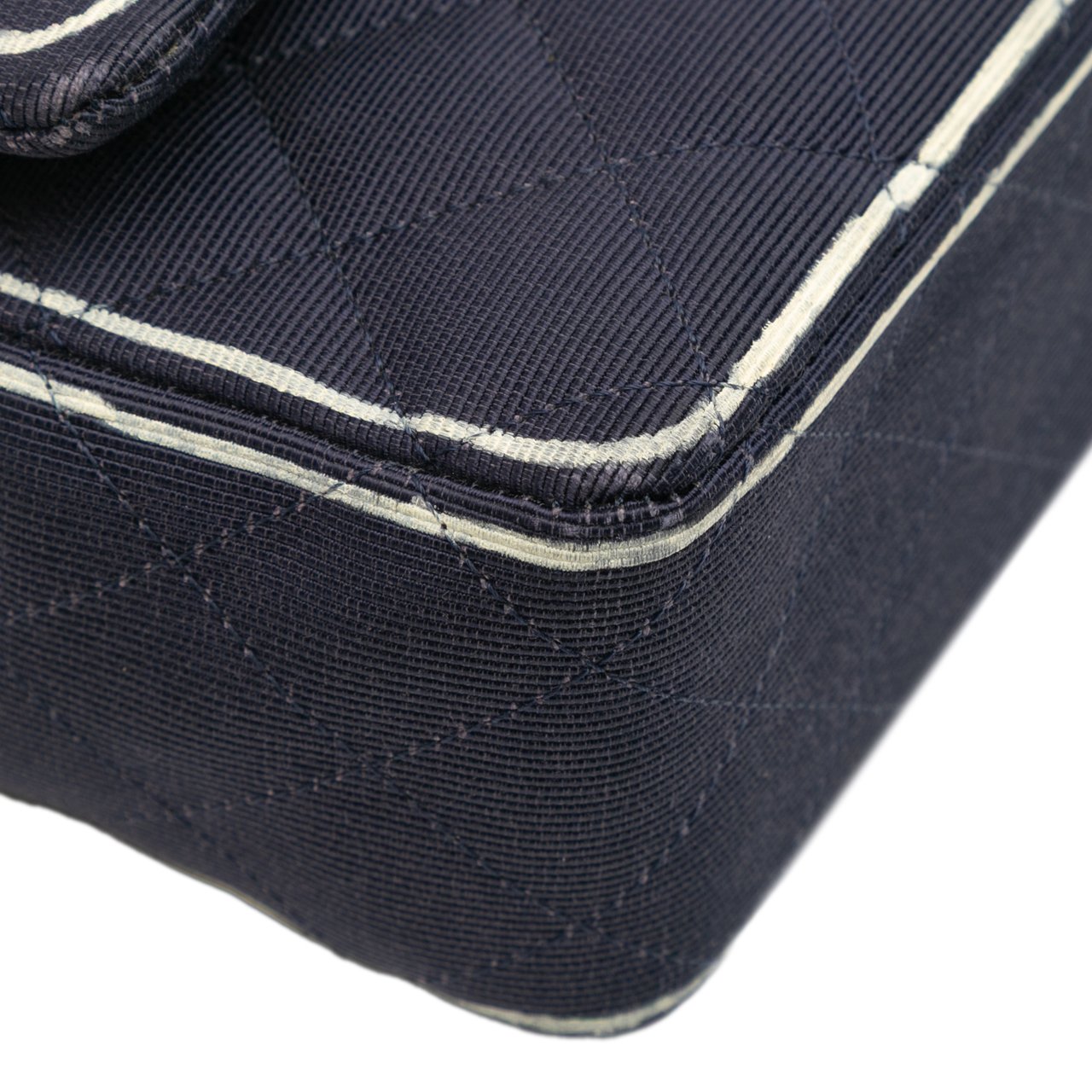 Chanel Medium Classic Printed Grosgrain Double Flap Blauw