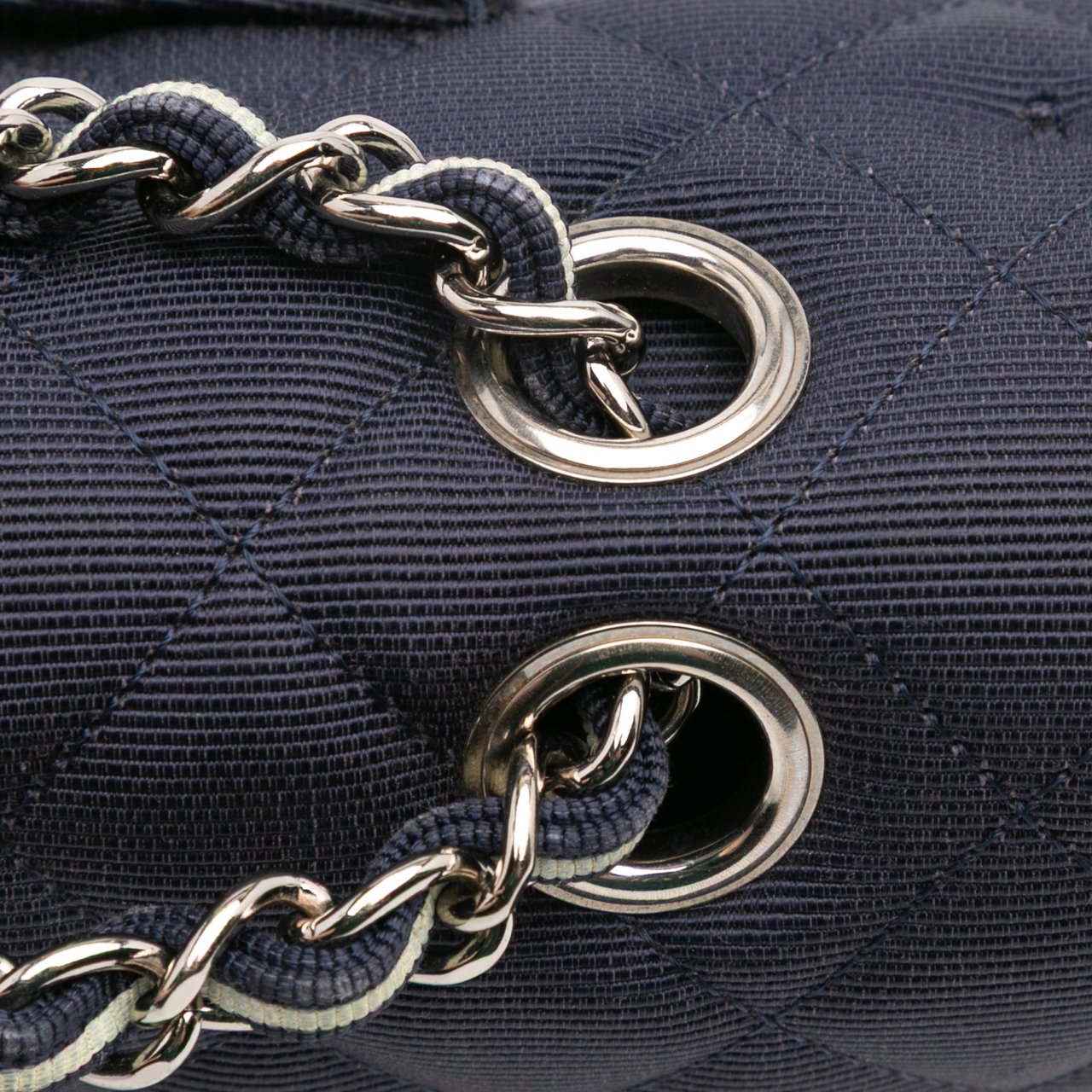Chanel Medium Classic Printed Grosgrain Double Flap Blauw