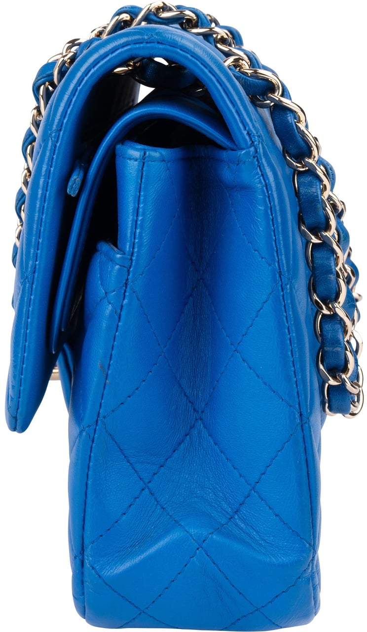 Chanel Chanel Quilted Lambskin Medium Double Flap Crossbody Bag Blauw