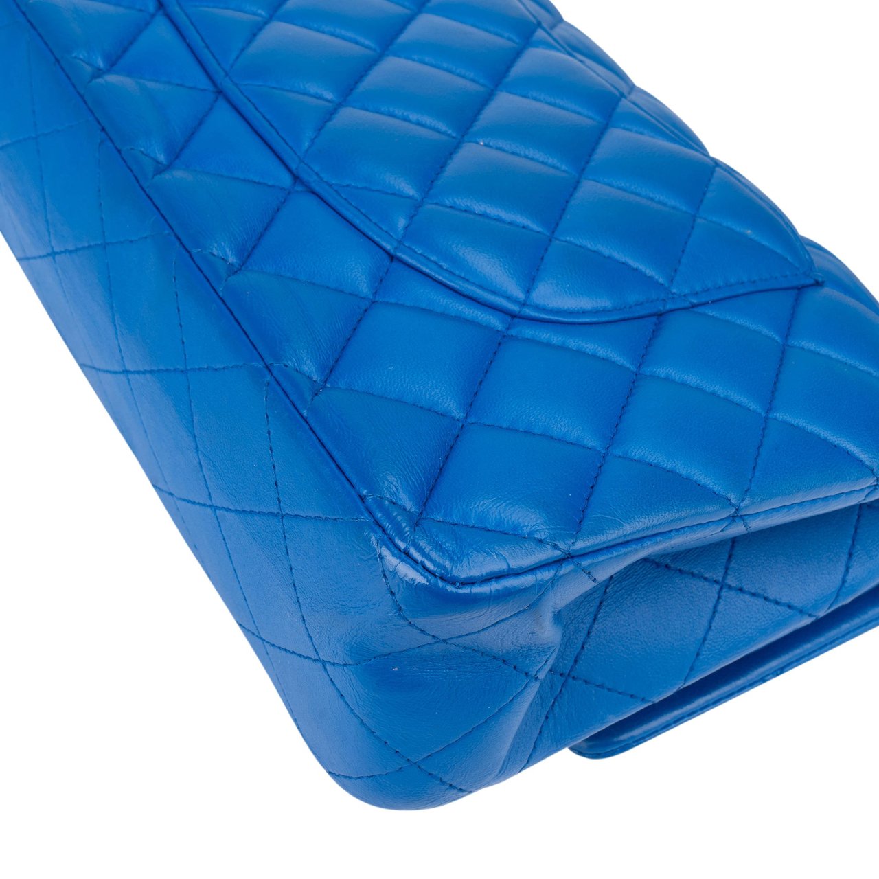 Chanel Chanel Quilted Lambskin Medium Double Flap Crossbody Bag Blauw