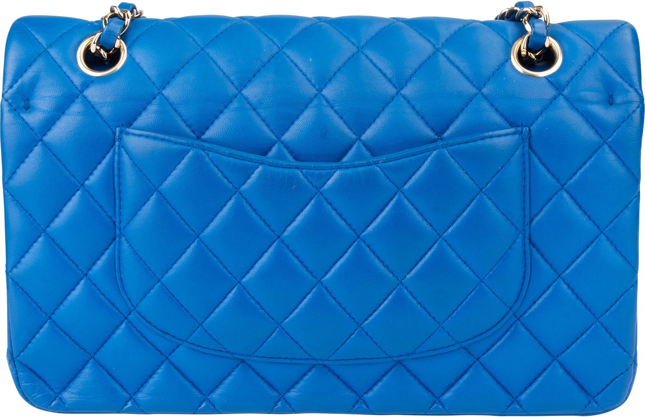Chanel Chanel Quilted Lambskin Medium Double Flap Crossbody Bag Blauw