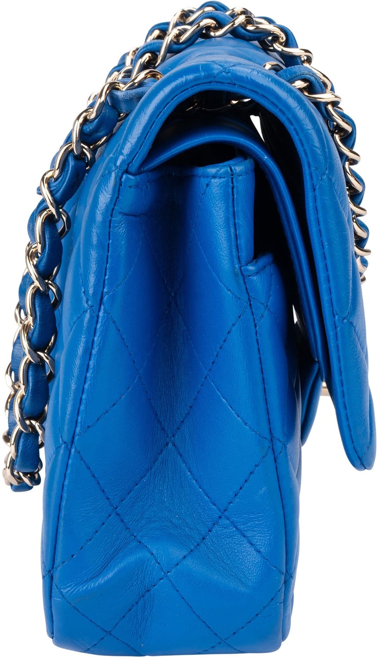 Chanel Chanel Quilted Lambskin Medium Double Flap Crossbody Bag Blauw