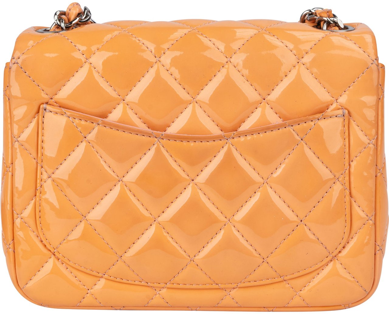 Chanel Chanel Quilted Patent Leather Single Flap Crossbody Bag Oranje