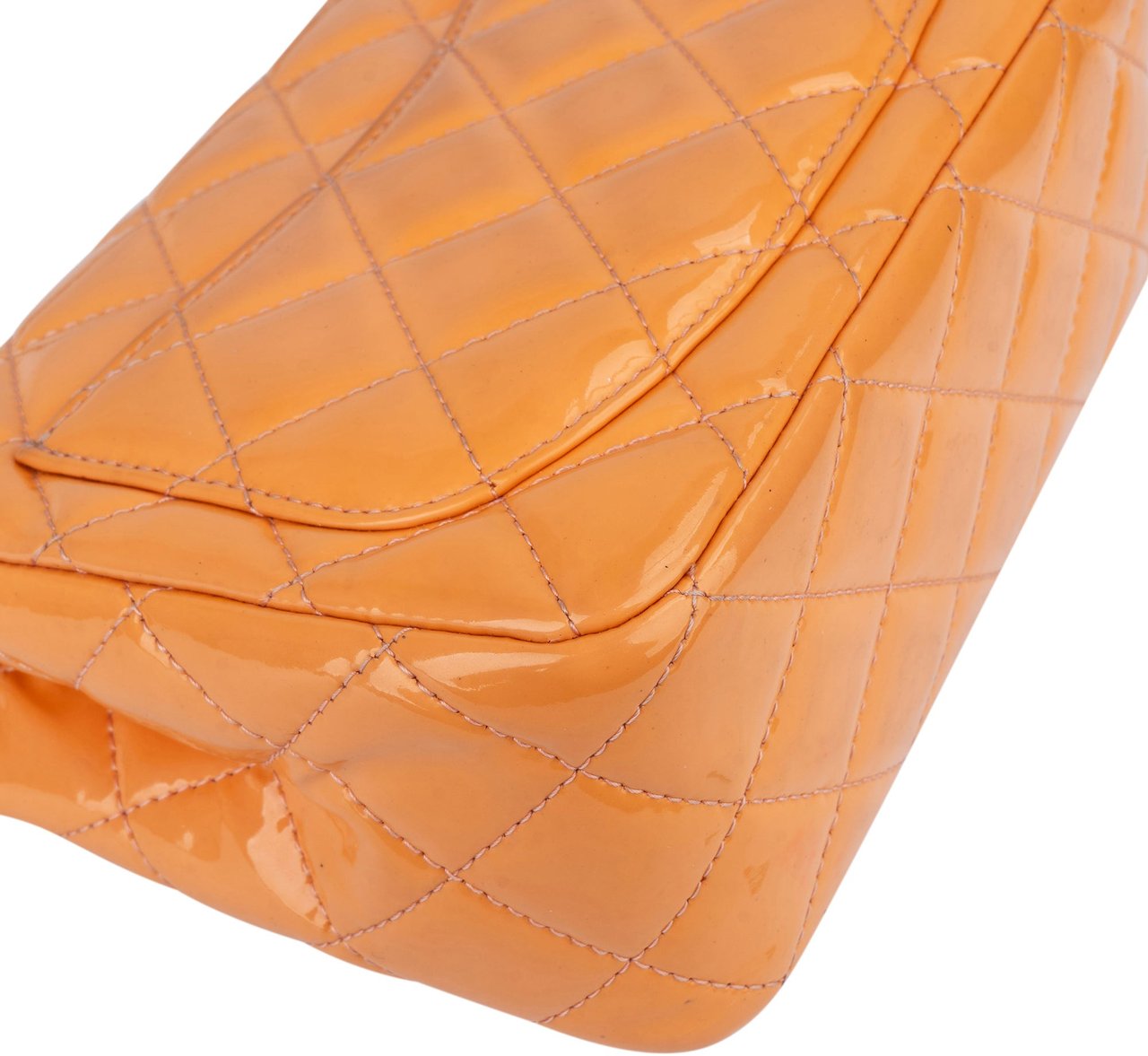 Chanel Chanel Quilted Patent Leather Single Flap Crossbody Bag Oranje