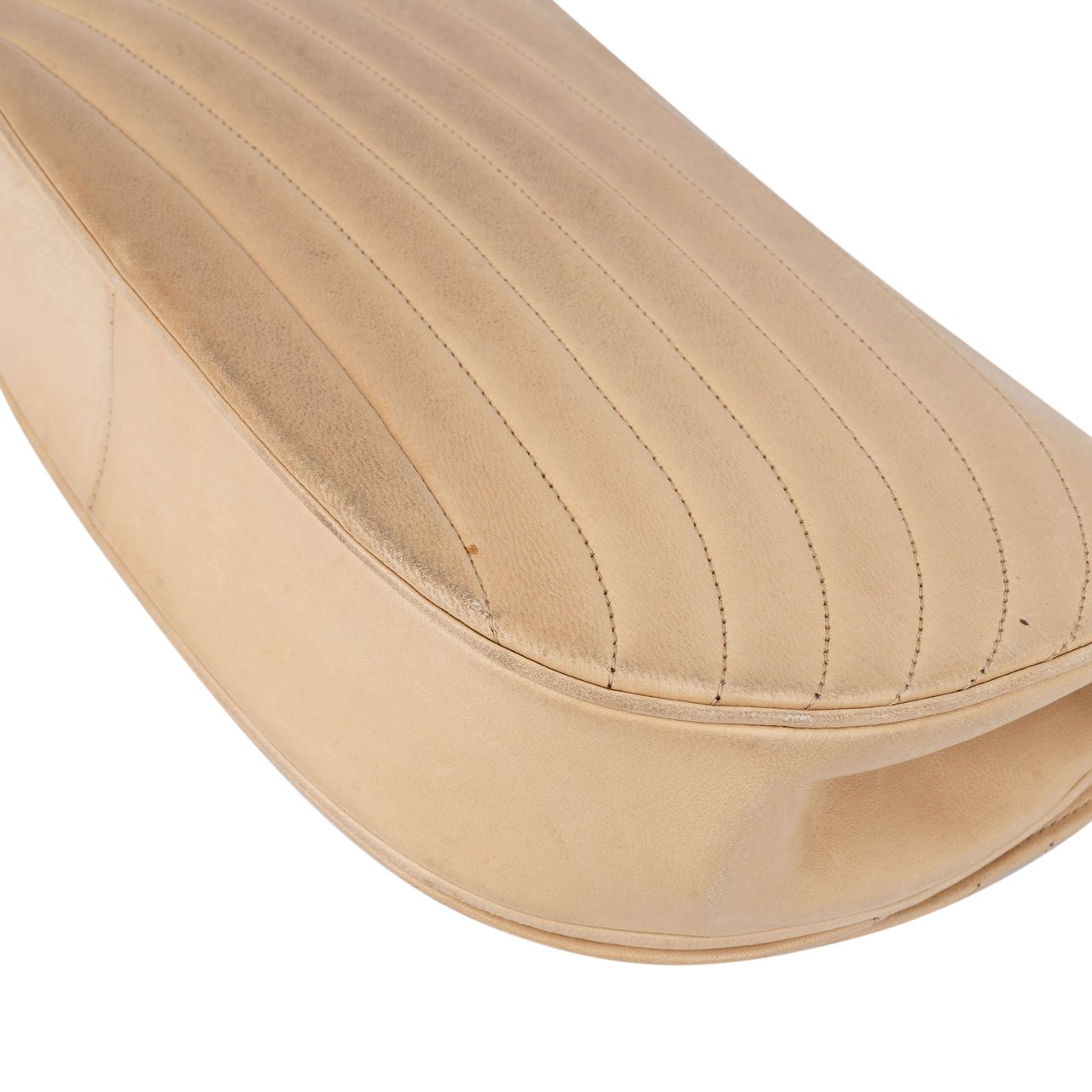 Chanel Chanel Quilted Lambskin 24K Gold Halfmoon Single Flap Shoulder Bag Beige