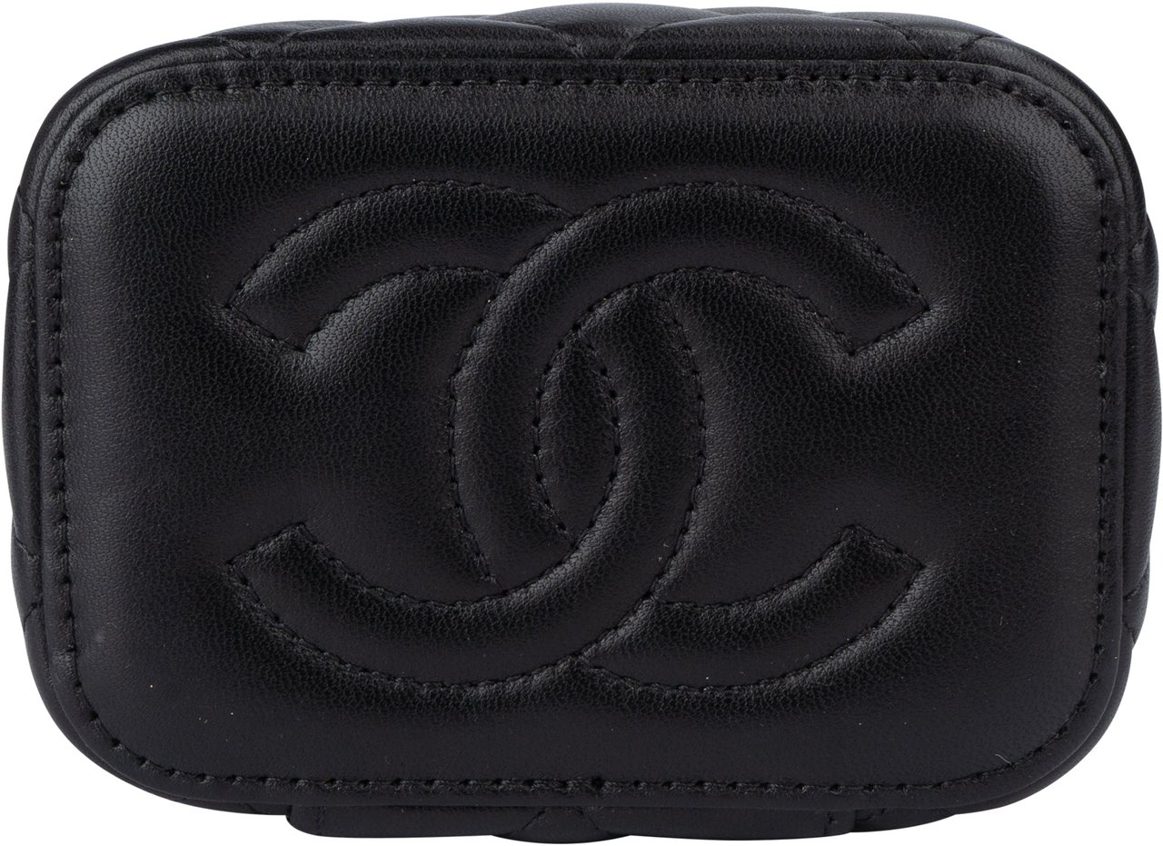Chanel Quilted Lambskin Mini CC Charmy Vanity Handbag Zwart