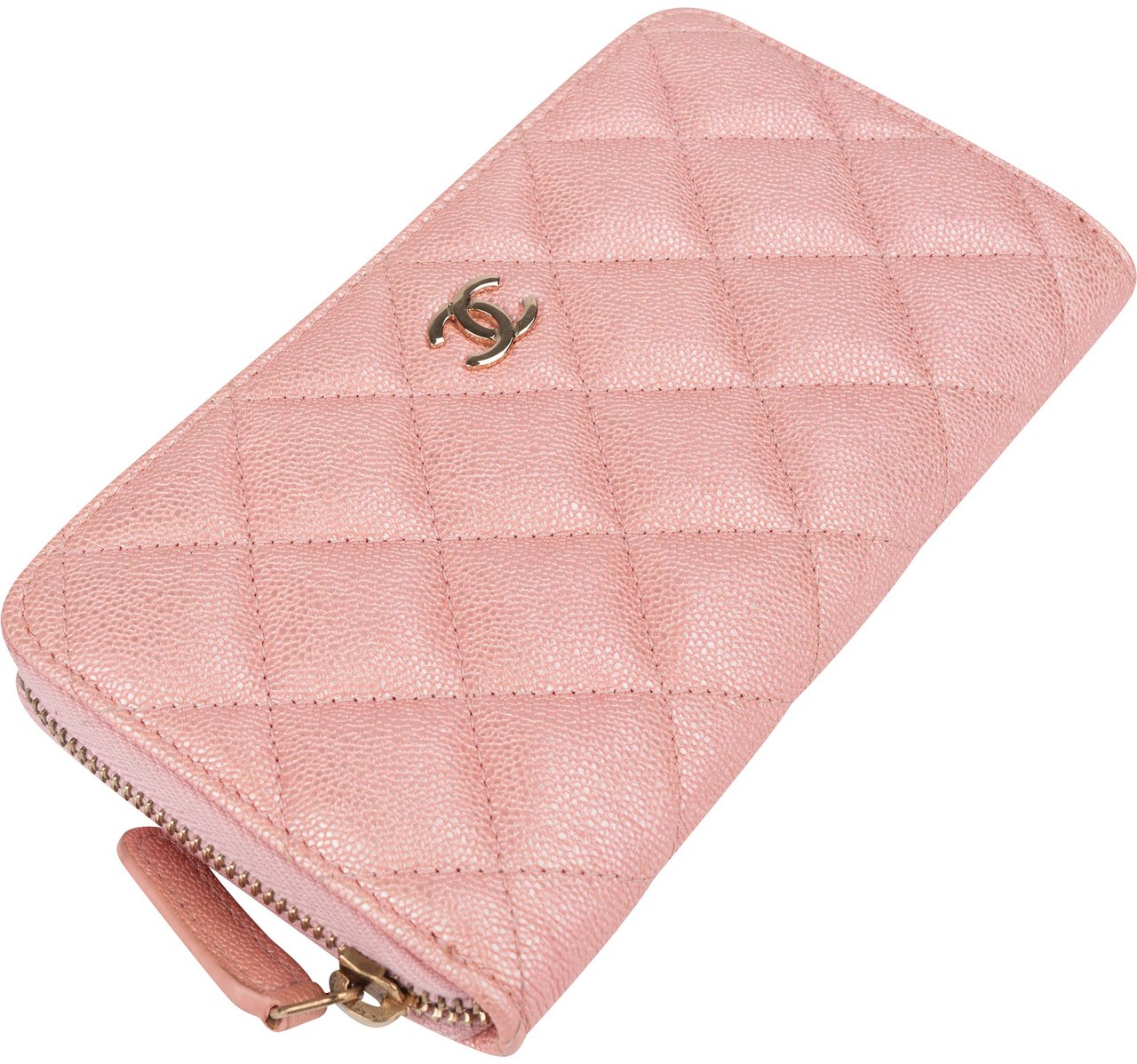 Chanel Chanel Quilted Caviar Leather CC Wallet Rood