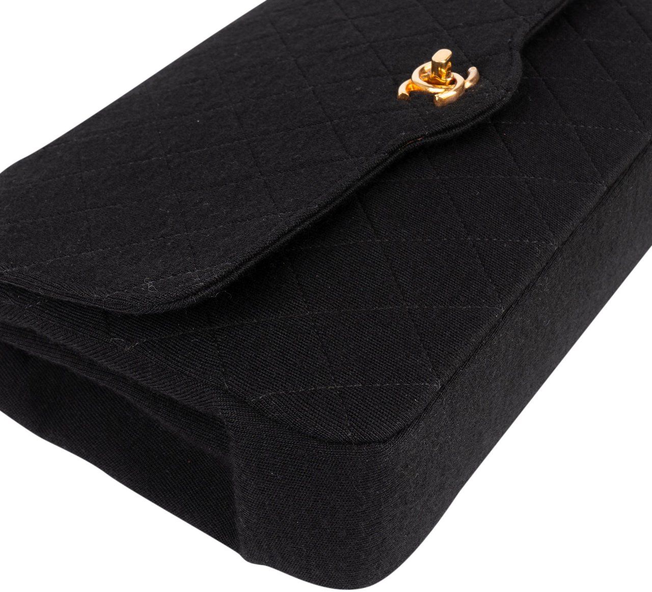 Chanel Chanel Quilted Cotton 24K Gold Single Flap Shoulder Bag Zwart