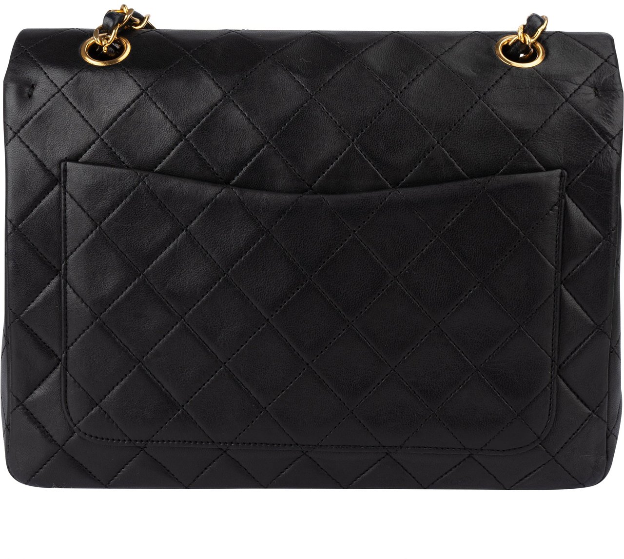 Chanel Chanel Quilted Lambskin 24K Gold Double Flap Crossbody Bag Zwart