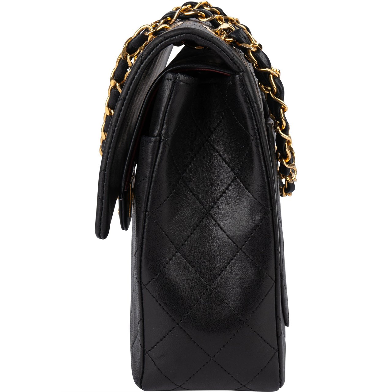 Chanel Chanel Quilted Lambskin 24K Gold Double Flap Crossbody Bag Zwart