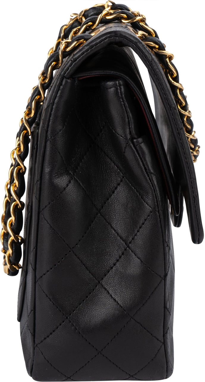 Chanel Chanel Quilted Lambskin 24K Gold Double Flap Crossbody Bag Zwart