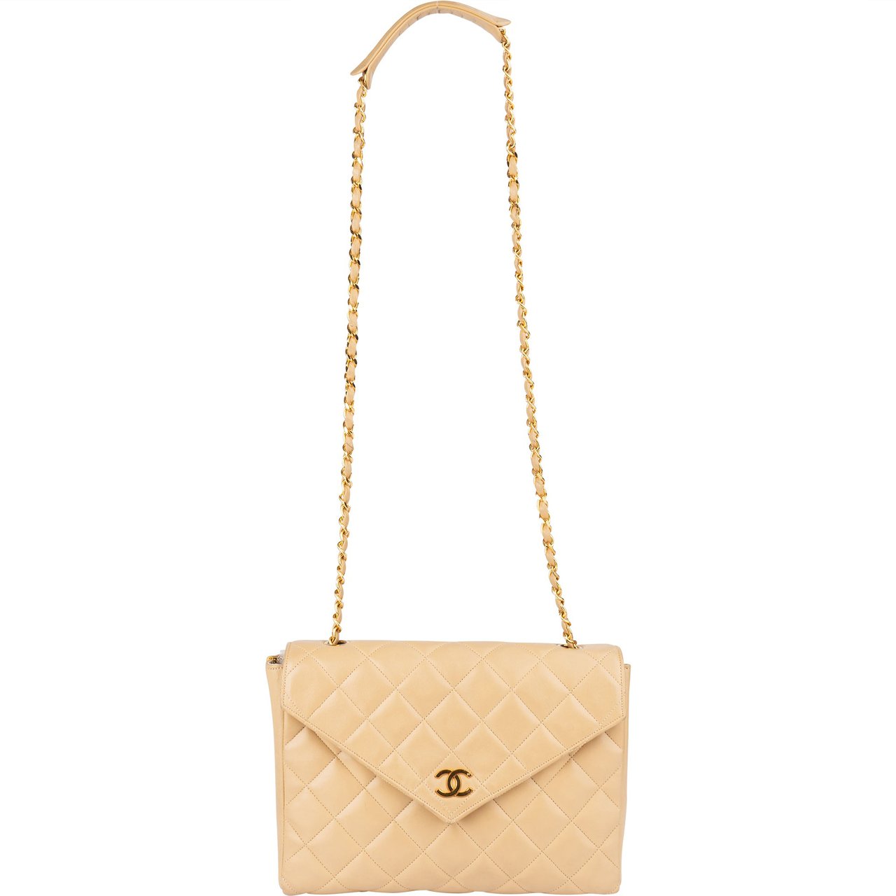 Chanel Chanel Quilted Lambskin 24K Gold Single Flap Crossbody Bag Zwart