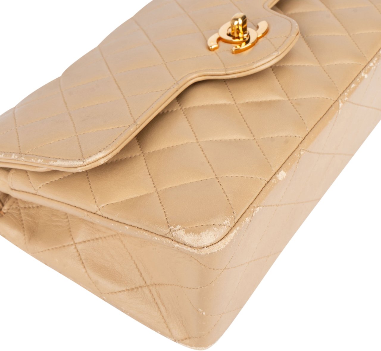 Chanel Chanel Quilted Lambskin 24K Gold Small Double Flap Crossbody Bag Beige